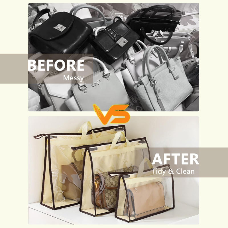 CINPIUK 4 Pack Handbag Dust Bags Clear Purse Storage Organizer for Closet, Zipper Hanging Storage Bag for Handbags - Image 3